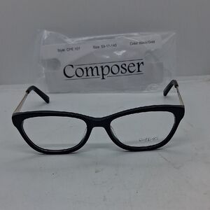 NWT Rxable Composer  CPE 107 Black and Gold Eyeglass Frames